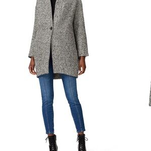 Blank NYC Women's Black and White Peacoat - Small